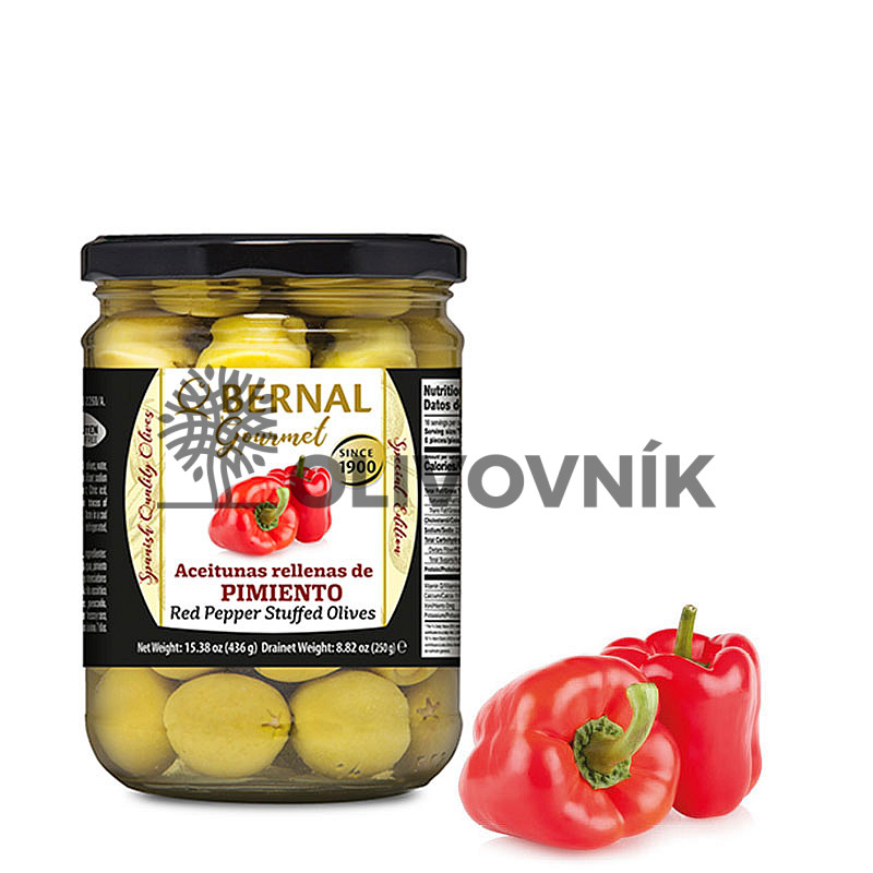 Bernal Gourmet olivy - plnené paprikou (250g)